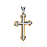 Medieval Cross Silver and 18K Gold Accent Pendant TPV2980 - Jewelry