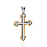 Medieval Cross Silver and 18K Gold Accent Pendant - Jewelry