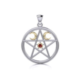Five-Pointed Star Sterling Silver and 14K Gold Accent Pendant TPV469
