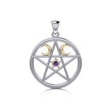 Pentacles Silver and 14K Gold Accent Pendant TPV469 - Jewelry