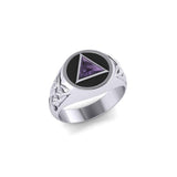 Celtic AA Symbol Silver Ring with Gemstone TR1020 - Jewelry