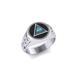 Celtic AA Symbol Silver Ring with Gemstone TR1020 - Jewelry