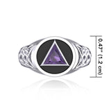Celtic AA Symbol Silver Ring with Gemstone TR1020 - Jewelry