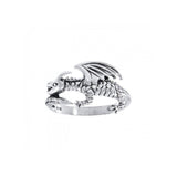 Coiled Fantasy Dragon Silver Ring TR1439 - Jewelry