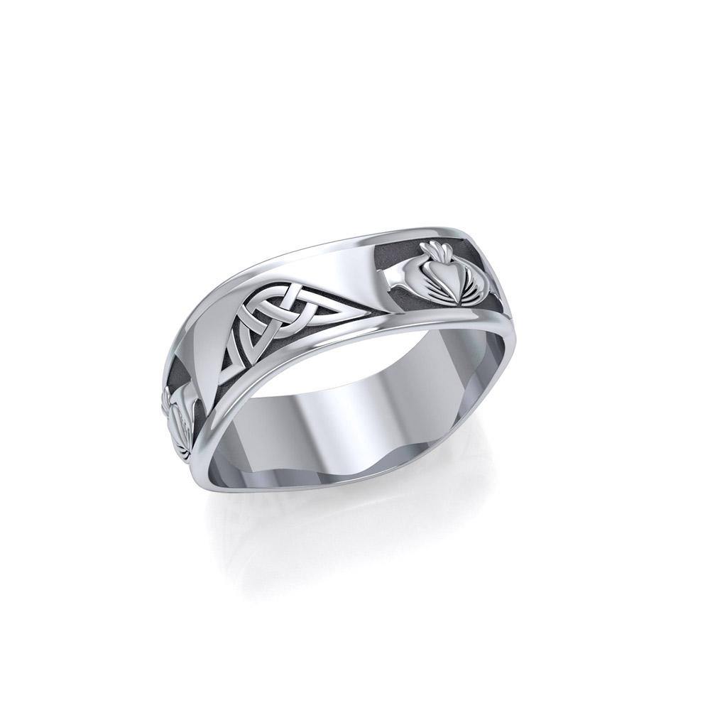 Celtic Knotwork Silver Claddagh Ring TR2923 - Jewelry
