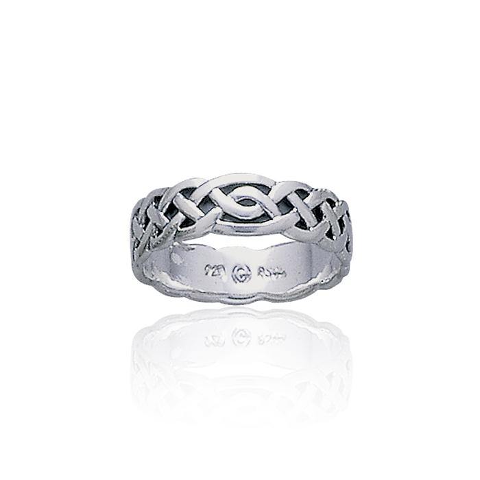 A humble and stylish accord ~ Sterling Silver Celtic Knotwork Ring TR360 - Jewelry