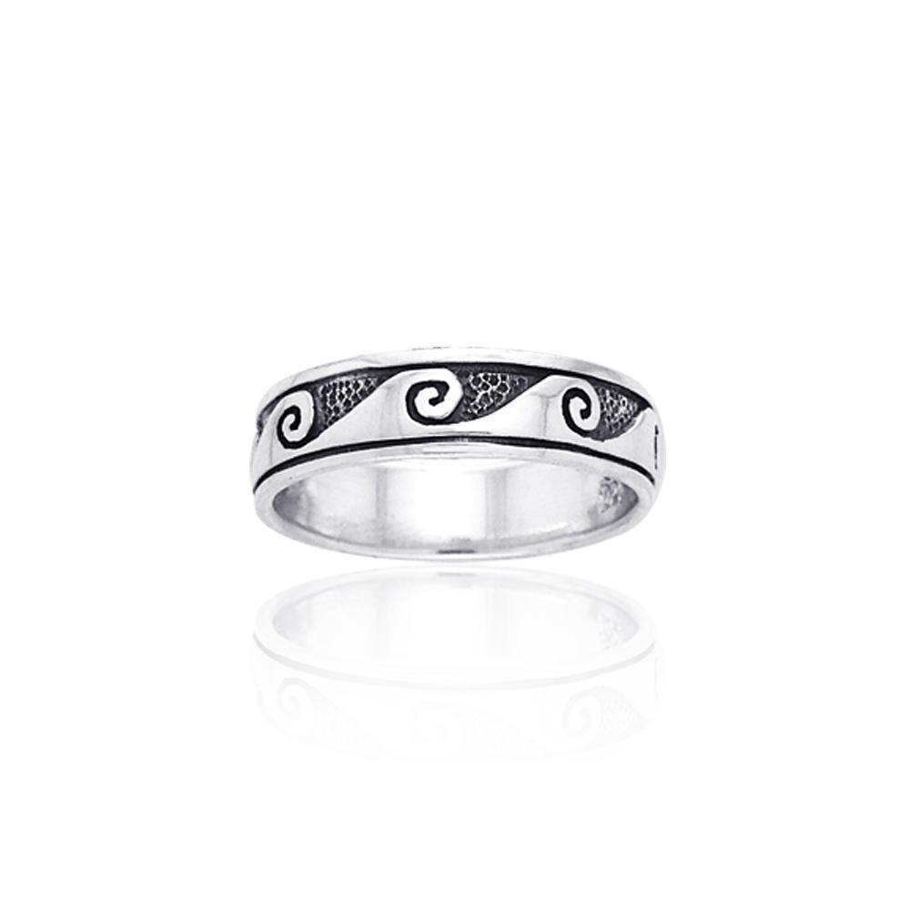 Shallow Surf Waves in the Sea ~ Sterling Silver Jewelry Ring TR553 - Jewelry