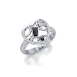 Fantastic Contemporary Design Heart Silver Ring with Gemstones TRI1057 - Jewelry