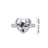 Fantastic Contemporary Design Heart Silver Ring with Gemstones TRI1057 - Jewelry