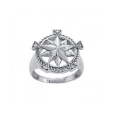 Compass with Gemstone Silver Ring TRI1073
