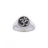 Round Om Symbol Silver Ring TRI1221 - Jewelry