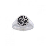 Round Om Symbol Silver Ring TRI1221