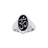 Oval Shape Om Symbol Silver Ring TRI1222