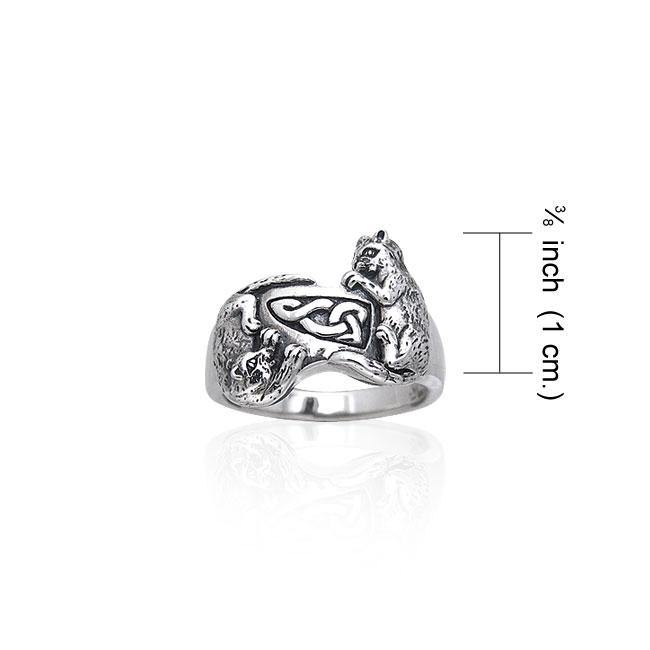 Precious Furry Paws ~ Sterling Silver Celtic Cat Ring TRI140 - Jewelry