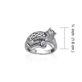 Drawn to the interesting Celtic Cat ~ Sterling Silver Jewelry Ring with Gemstone TRI141 - Jewelry