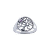 Journey through Life and Universe ~ Sterling Silver Tree of Life Ring with Moon and Sun Gemstone TRI1538 - Jewelry