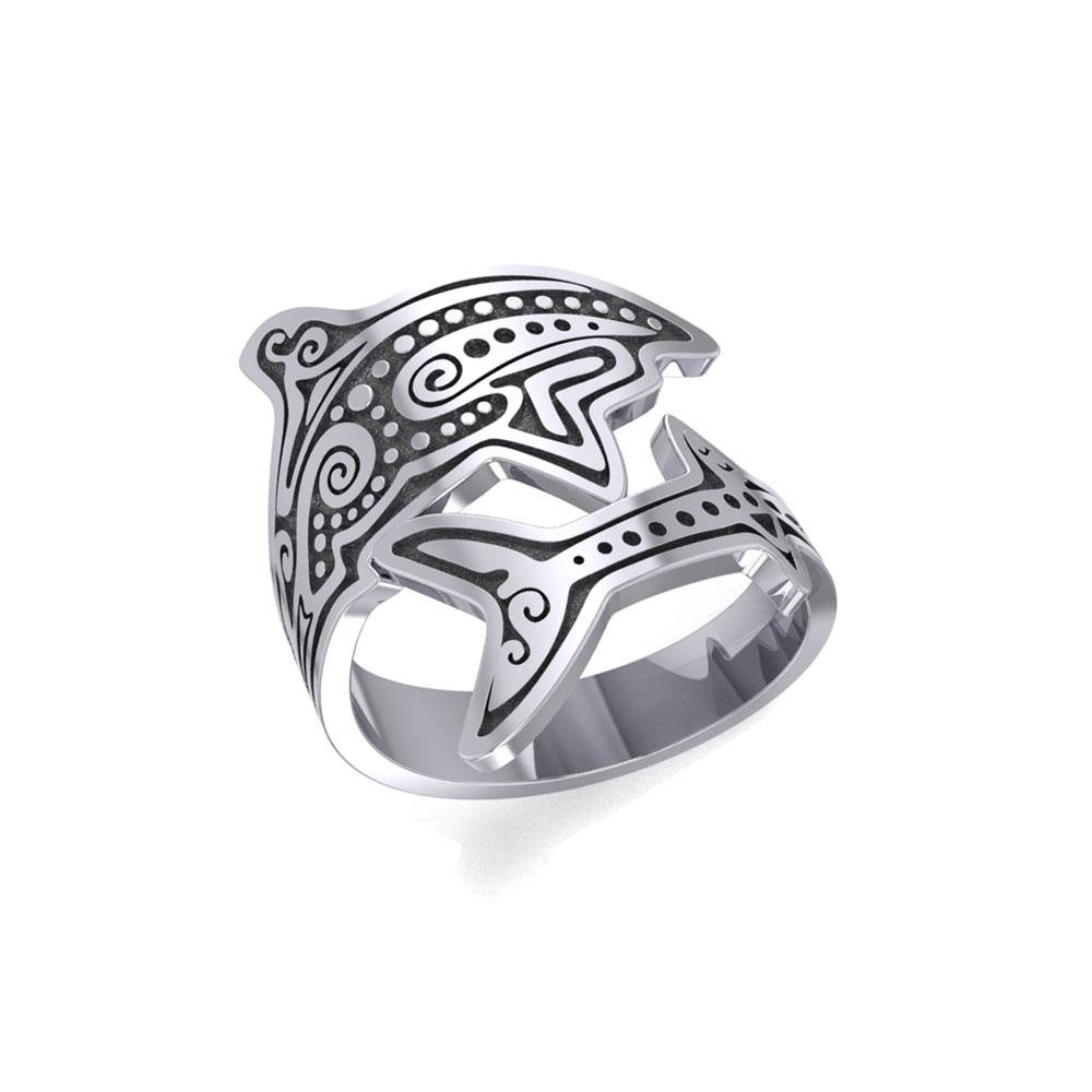 Aboriginal Shark Silver Spoon Ring TRI1736 - Jewelry