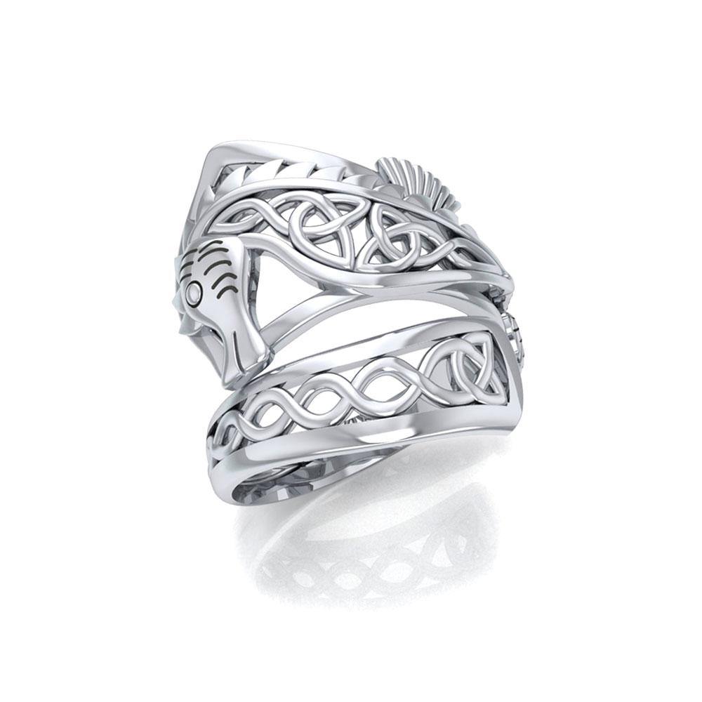 Celtic Knots Silver Seahorse Spoon Ring TRI1737 - Jewelry