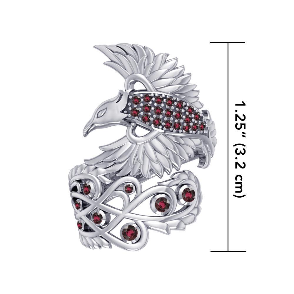 Honor The Flying Phoenix ~ Sterling Silver Jewelry Ring with Gemstone TRI1744 - Jewelry