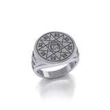 Horseshoe with Lucky Number Snake Silver Ring TRI1756