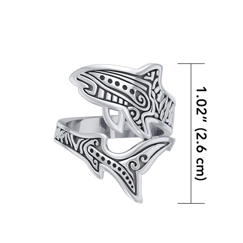Sterling Silver Aboriginal Blue Shark Spoon Ring TRI1768