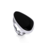 Modern Abstract Inlaid Silver Ring TRI512 - Jewelry
