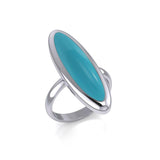 Modern Long Oval Inlaid Silver Ring TRI513 - Jewelry