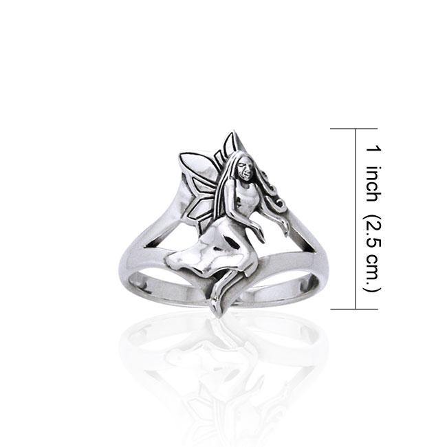 Gesturing fairy in Wiccan world ~ Sterling Silver Jewelry Ring TRI520 - Jewelry