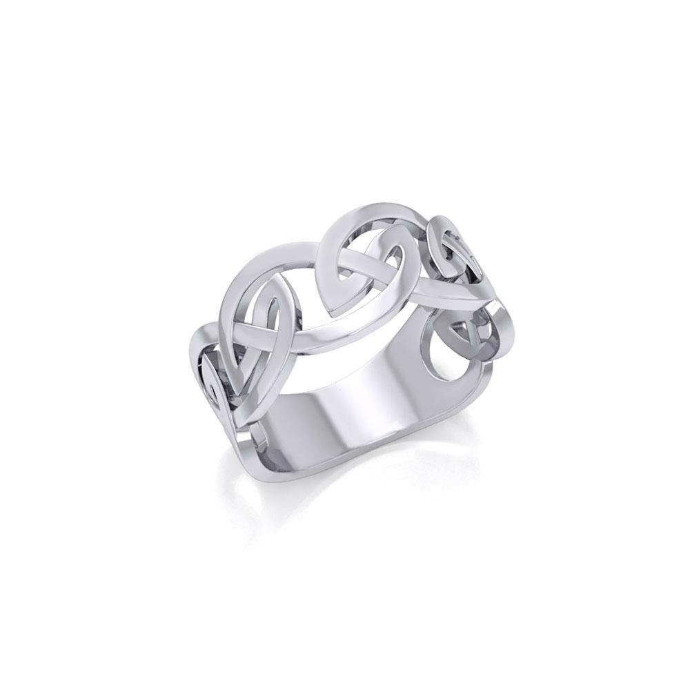 Silver Celtic Knot Hollow Band Ring TRI531 - Jewelry
