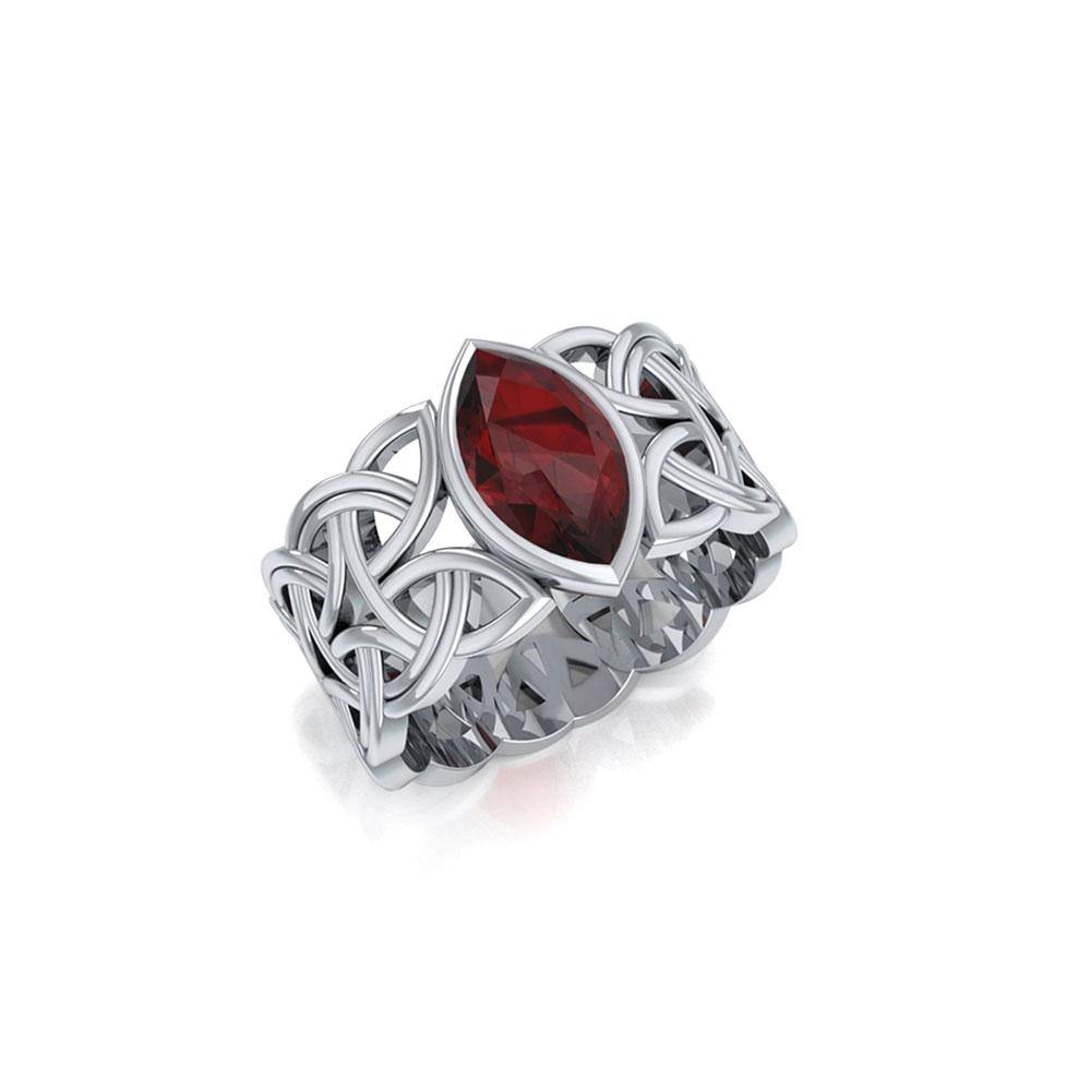 Borre Silver Ring with Ellipse Gemstone TRI574 - Jewelry