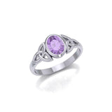 Celtic Triquetra with Oval Gemstone Silver Ring TRI887 - Jewelry