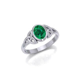 Celtic Triquetra with Oval Gemstone Silver Ring TRI887 - Jewelry