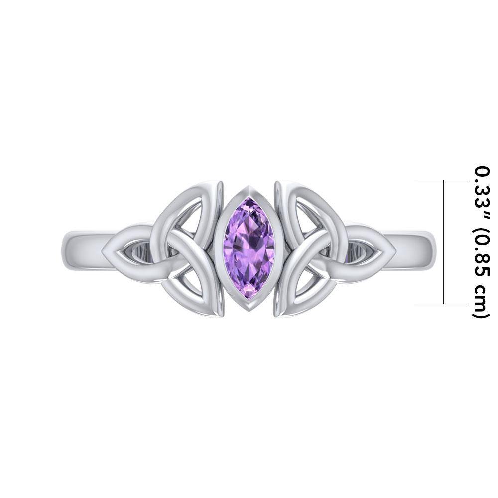 Silver Celtic Knotwork Birthstone Ring TRI936 - Jewelry