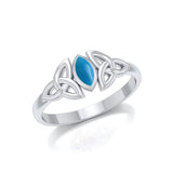 Sterling Silver Celtic Knotwork Birthstone Ring with Gemstone TRI936