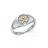 The Pentacle Silver and 14K Gold Accent Ring TRV595 - Jewelry