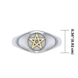 The Pentacle Silver and 14K Gold Accent Ring TRV595 - Jewelry