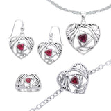 All you need is love ~ Sterling Silver Heart Jewelry Set with a Shimmering Gemstone TSE589 - Jewelry