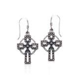 Celtic Cross with Marcasite Sterling Silver Earrings VE060