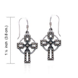 Celtic Cross with Marcasite Sterling Silver Earrings VE060 - Jewelry