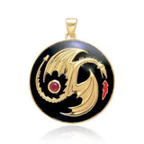 Yin Yang Dragon Gold Vermeil Pendant by Oberon Zell VTP3207 - Jewelry