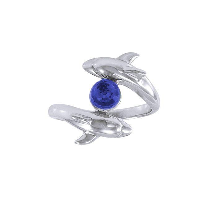 Dolphin and Gemstone Sterling Silver Ring WR201 - Jewelry
